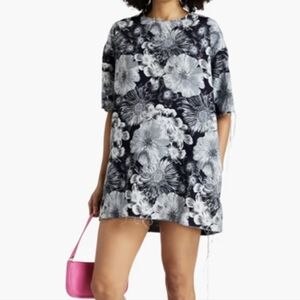 Floral Jaquard Mini Shirt Dress